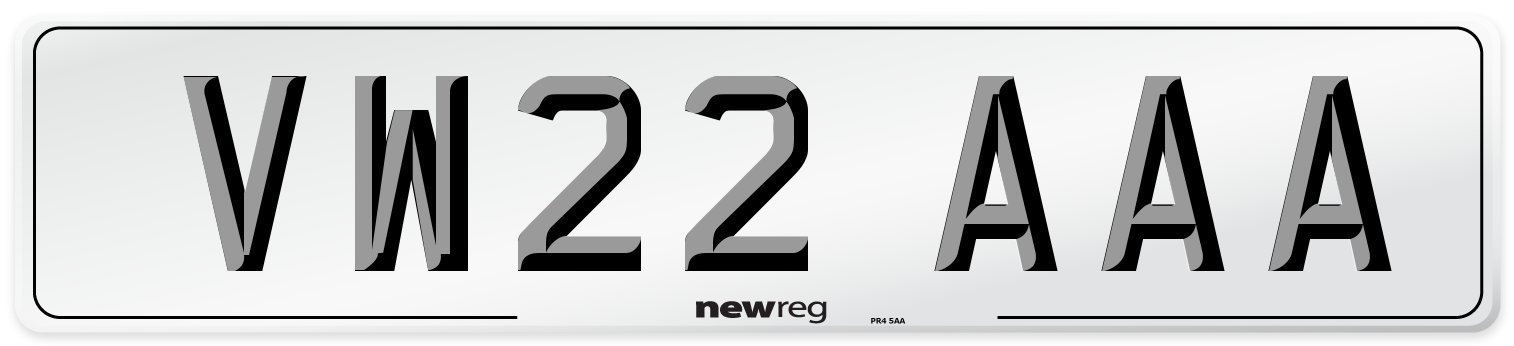 VW22 AAA Number Plate from New Reg